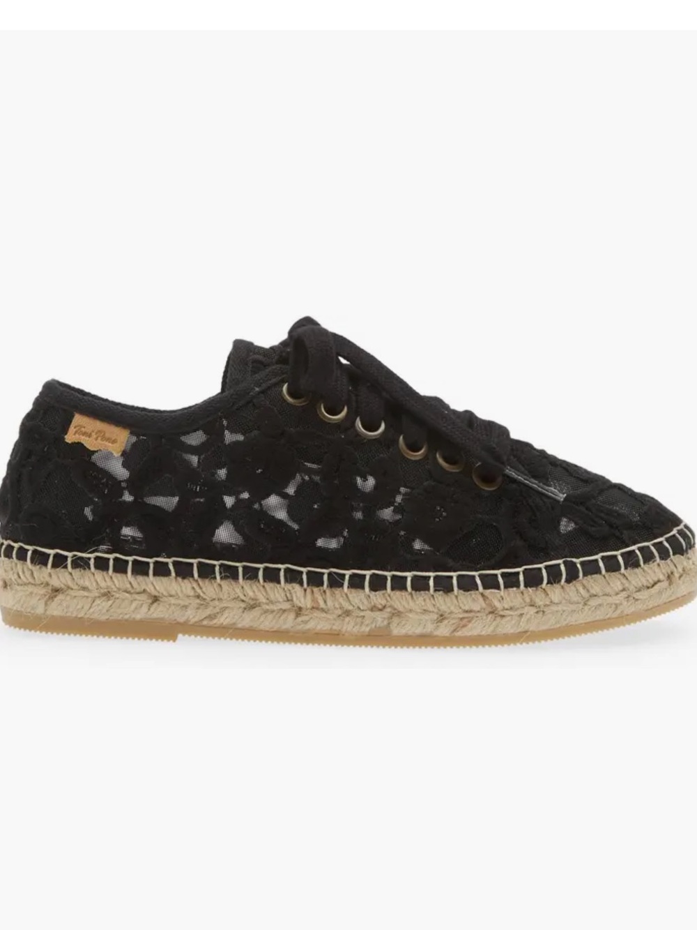 Toni Pons Far Black Mesh Floral Lace Espadrille Sneaker
